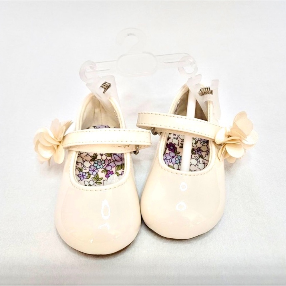Wee Kids Shoes Infant Girls Ivory Skimmer with Flower